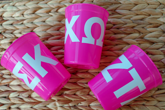Pink Greek Letter Sorority Cup
