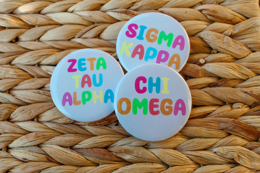 Sorority Bubble Letter Pin Customizable