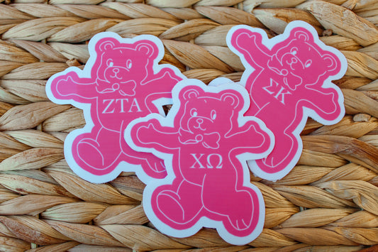 Pink Sorority Teddy Bear Stickers
