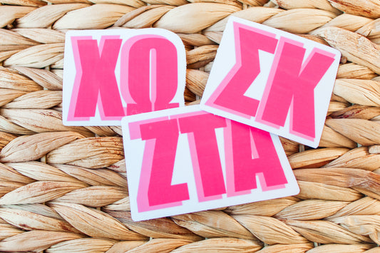 Pink Sorority Greek Letter Stickers